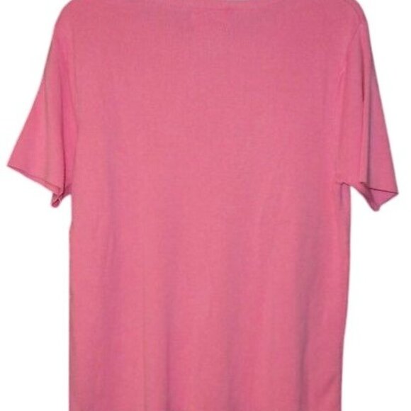 Quacker Factory Size S Sweater Knit Top Pink Rhinestone Bead Embellished - Picture 2 of 9